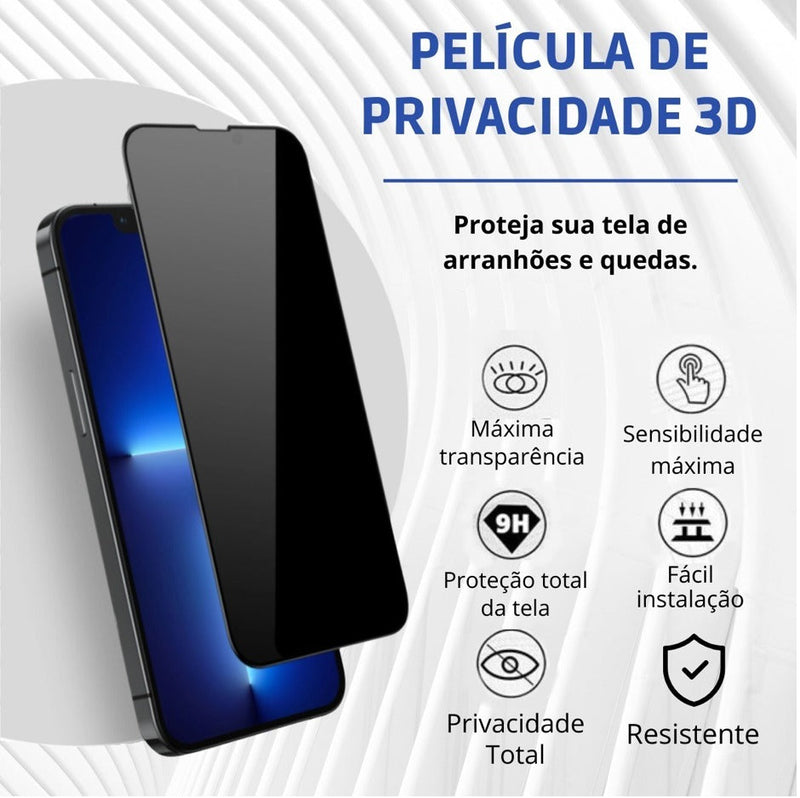 Película 3D Vidro Anti Espião Privacidade iPhone